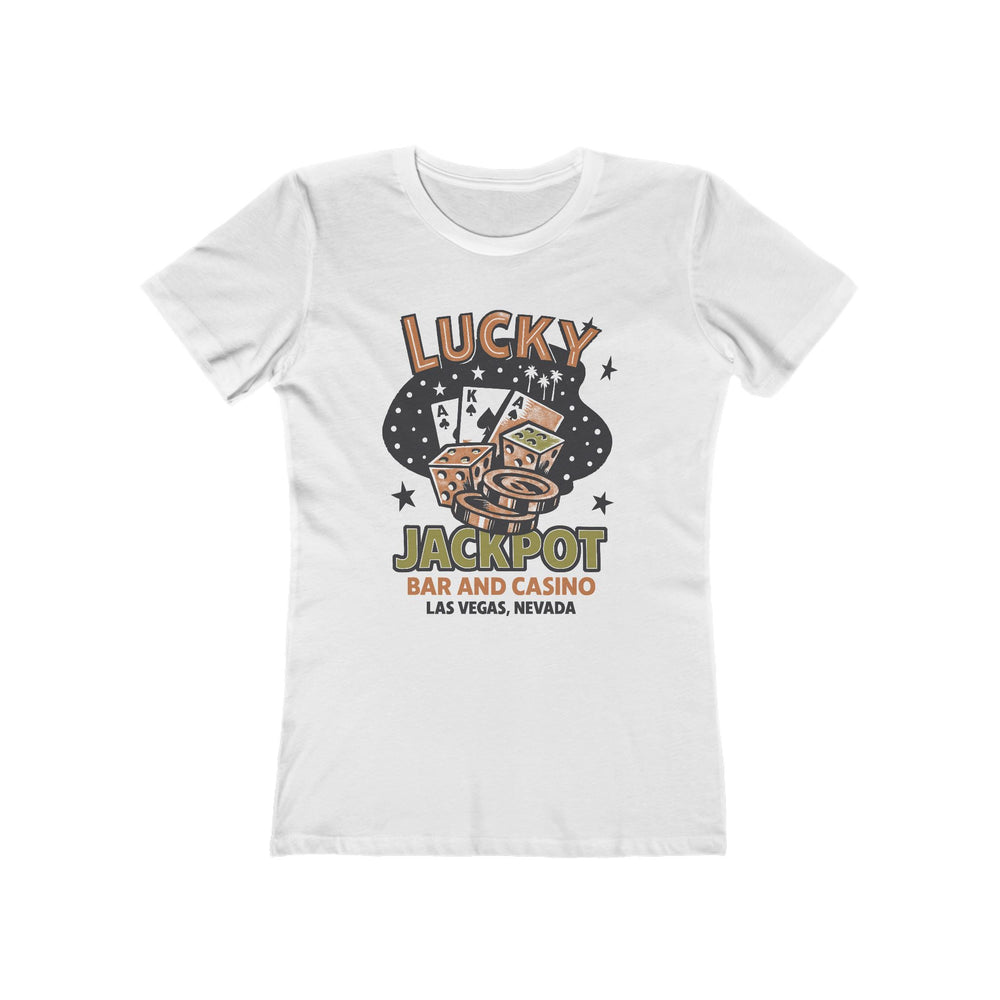 Lucky Jackpot Casino Las Vegas Womens L'Atomique Backyard Dept Boyfriend Graphic Tee
