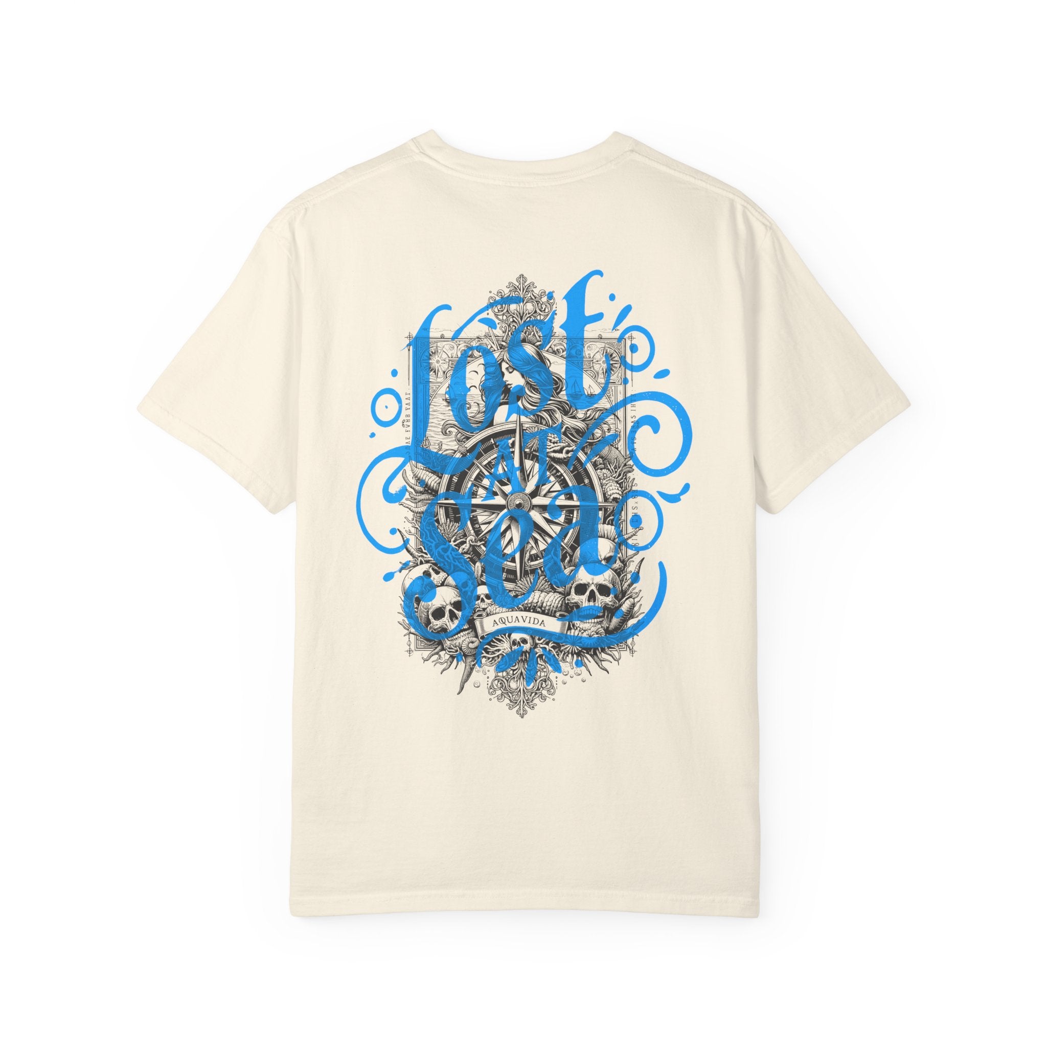 LOST AT SEA NAUTICAL COMPASS SKULLS Mens AQUA VIDA Short Sleeve Tee