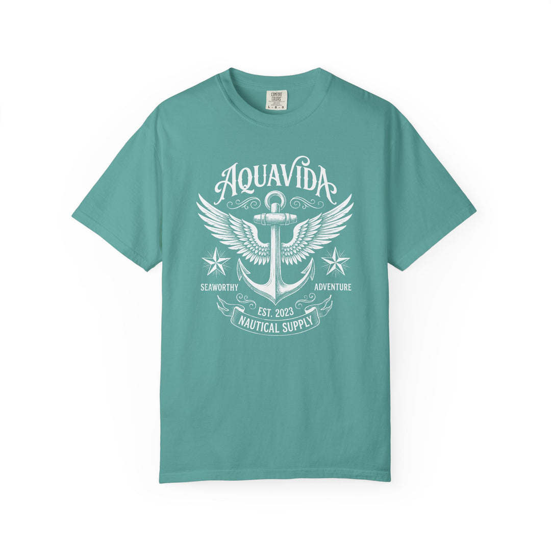 Nautical Winged Anchor Mens AQUA VIDA Short Sleeve Tee