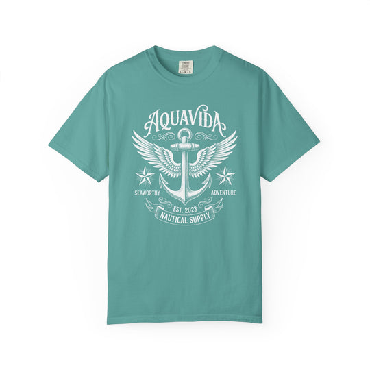 Nautical Winged Anchor Mens AQUA VIDA Short Sleeve Tee
