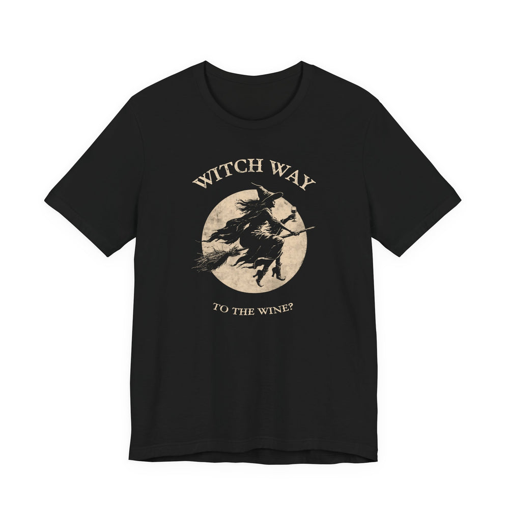 Witch Way To The Wine?  Vintage Witch Moon Women's Halloween Classic Fit Tee