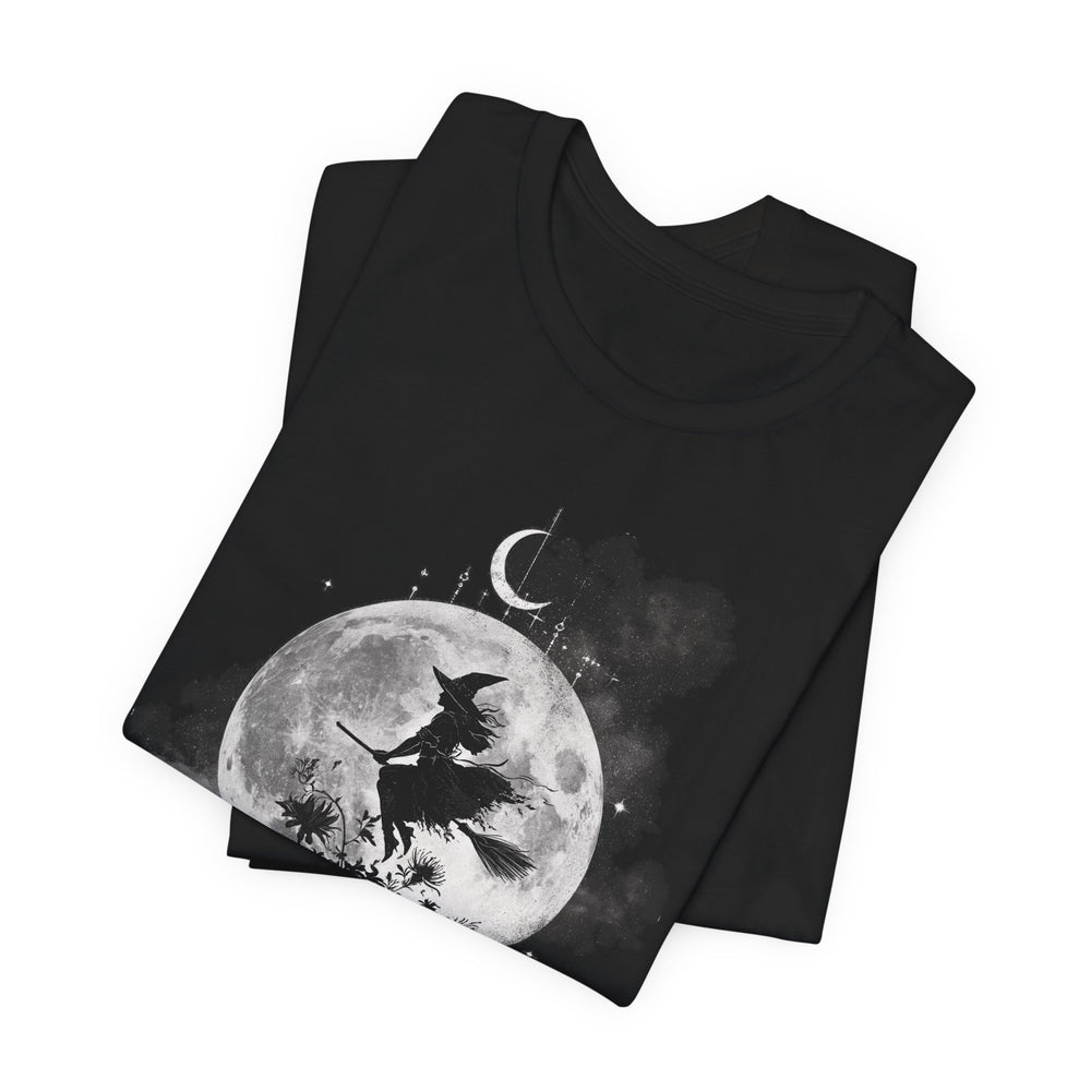 Mystic Witch Silhouette & Floral Moon Women's Halloween Classic Fit Tee