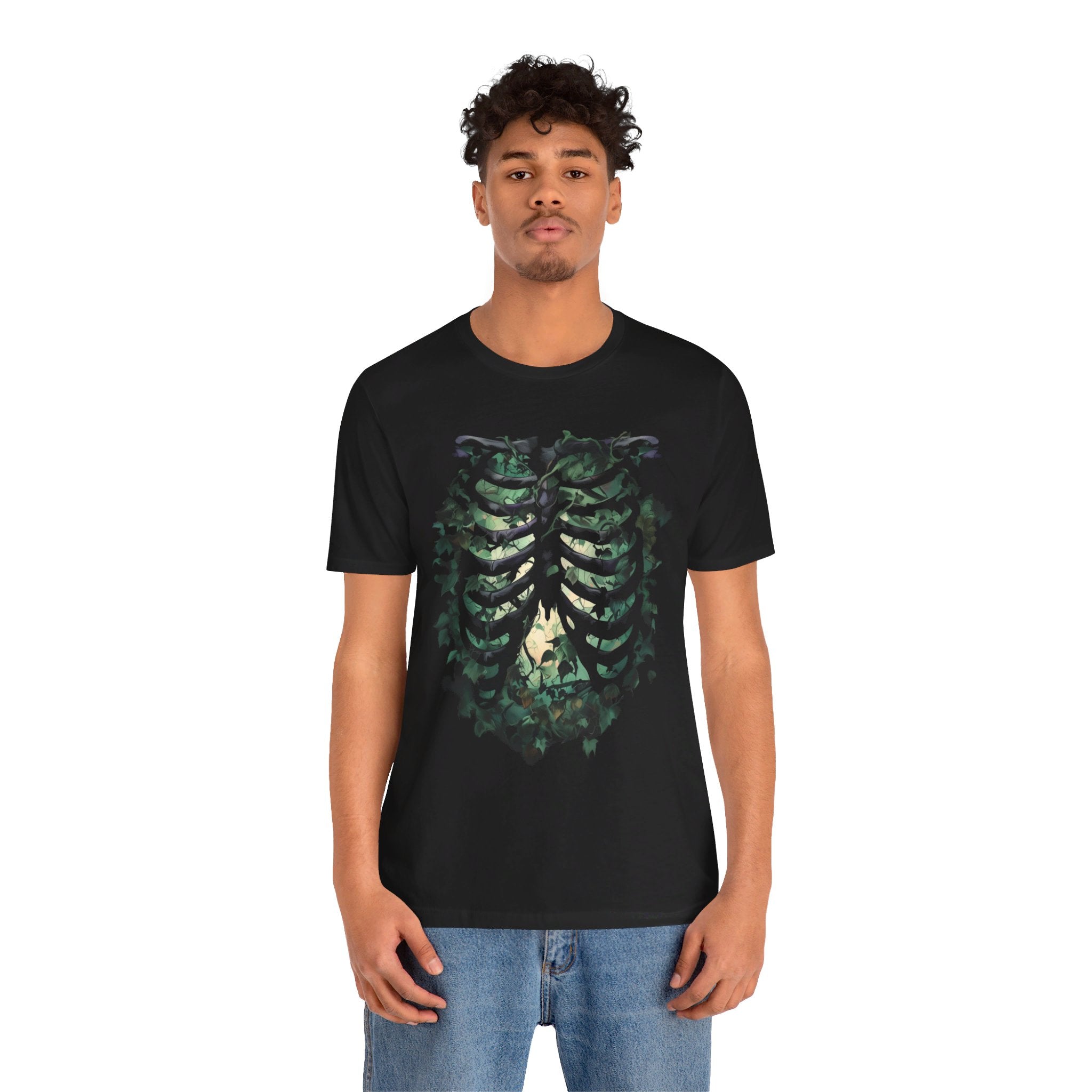 Haunted Ribcage Mens Halloween Booteek Jersey Short Sleeve Tee