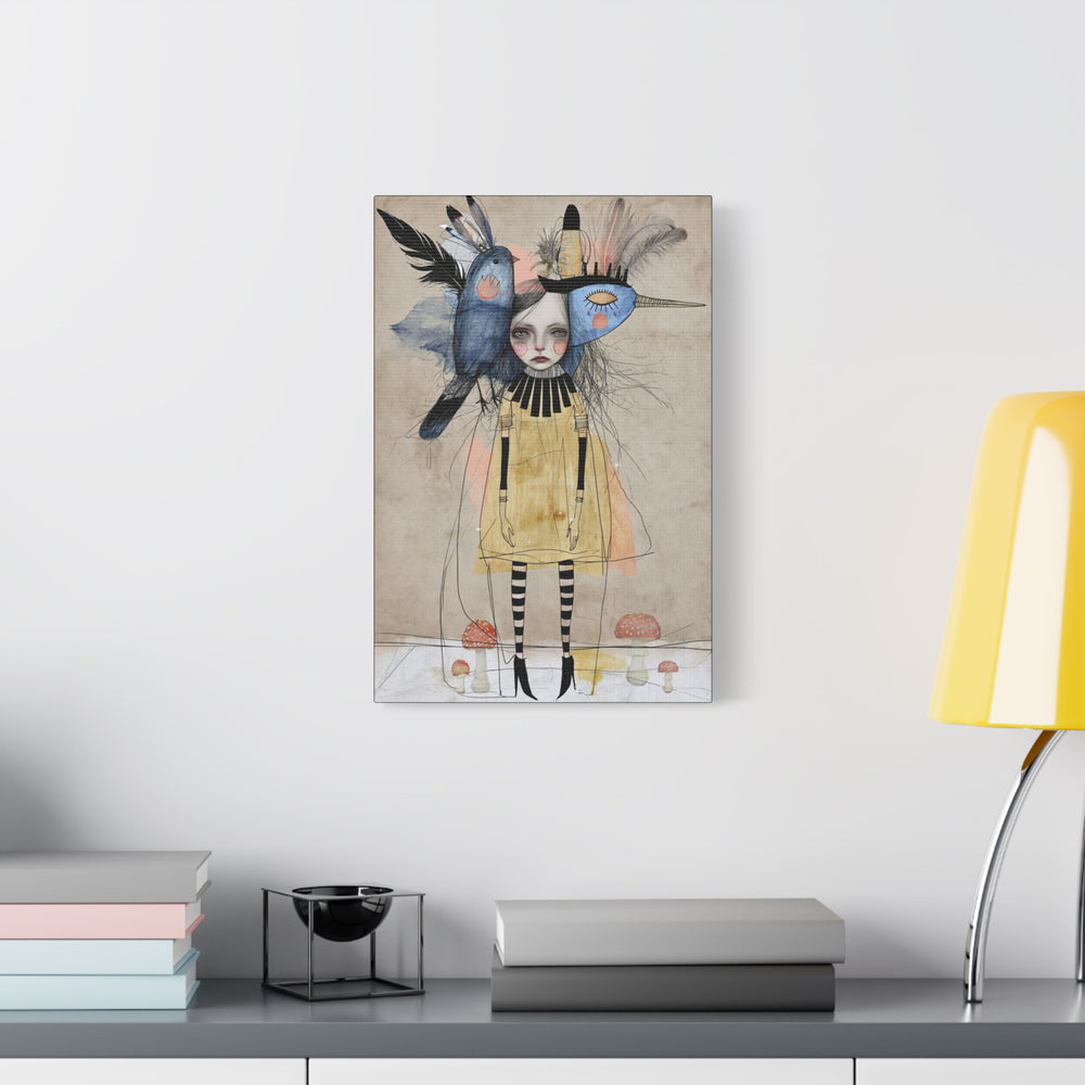 Surreal Serenity Bird Girl Matte Canvas Wall Art