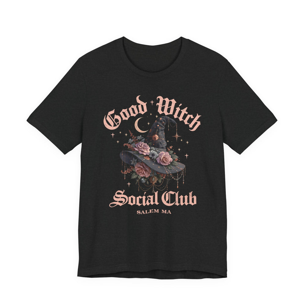 Good Witch Social Club Floral Witch Hat Women's Halloween Classic Fit Tee