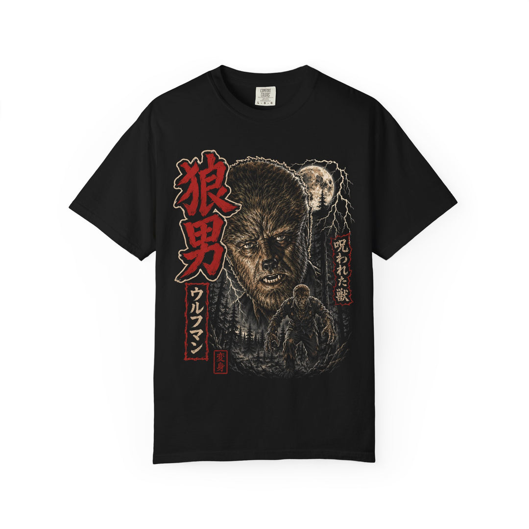 Wolfman Moon Monster Retro Japanese Horror Mens WUNDERLAND Halloween Booteek Short Sleeve Tee