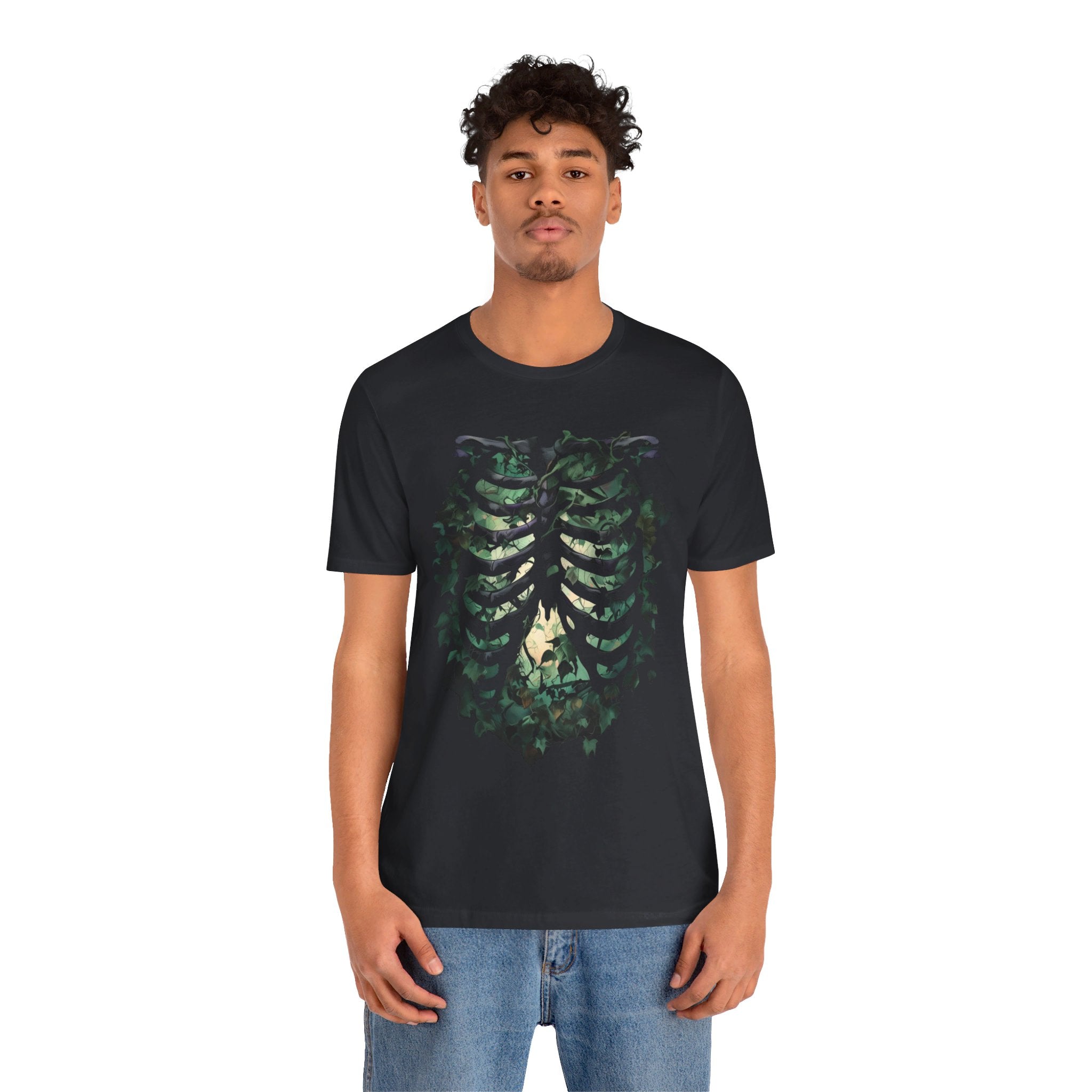 Haunted Ribcage Mens Halloween Booteek Jersey Short Sleeve Tee