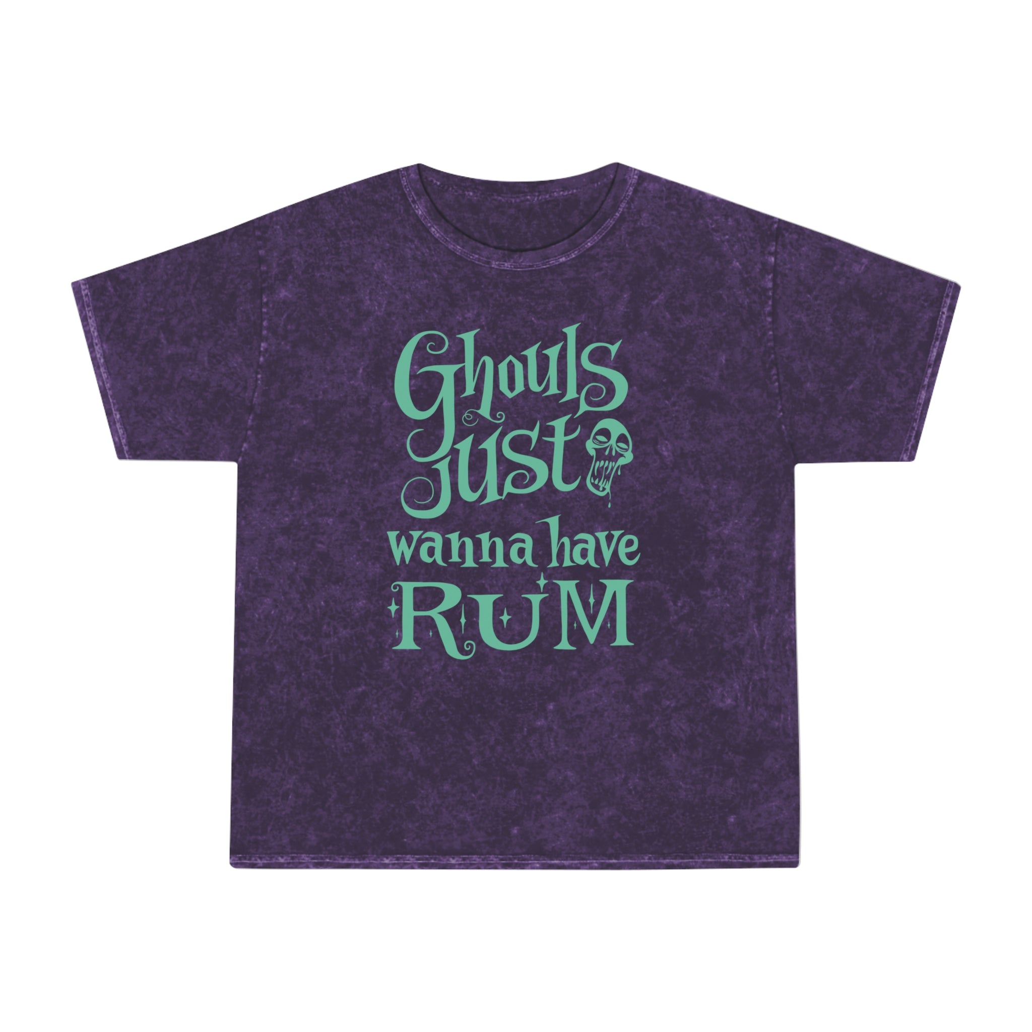 Ghouls Just Wanna Have Rum Womens Halloween Booteek Mineral Wash T-Shirt