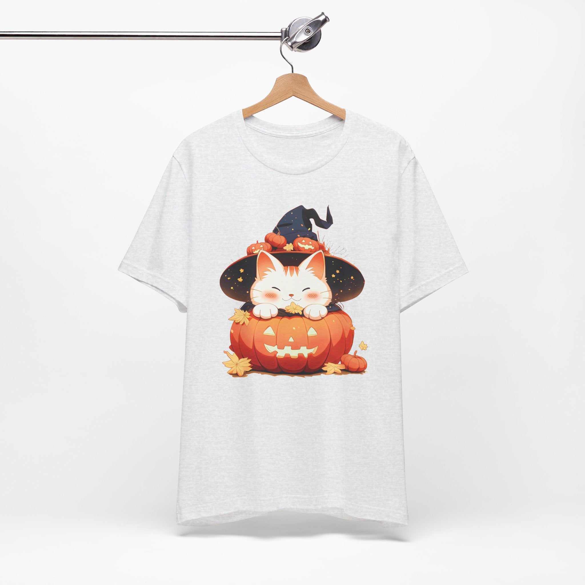 Cute Kitty Pumpkin Witch Womens Halloween Booteek Jersey Short Sleeve Tee