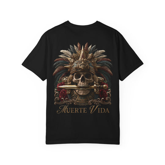 Aztec Warrior Skull Mens Muerte Vida Short Sleeve Tee
