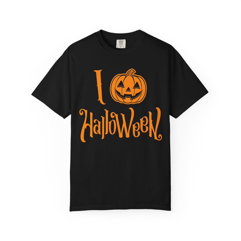 I Love Halloween Pumpkin Womens WUNDERLAND Backyard Dept Halloween Booteek Short Sleeve Tee