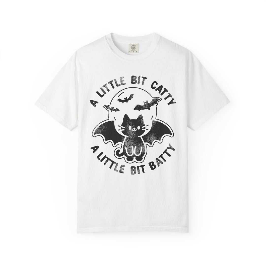 A Little Bit Batty A Little Bit Catty Womens WUNDERLAND Backyard Dept Halloween Booteek Short Sleeve Tee