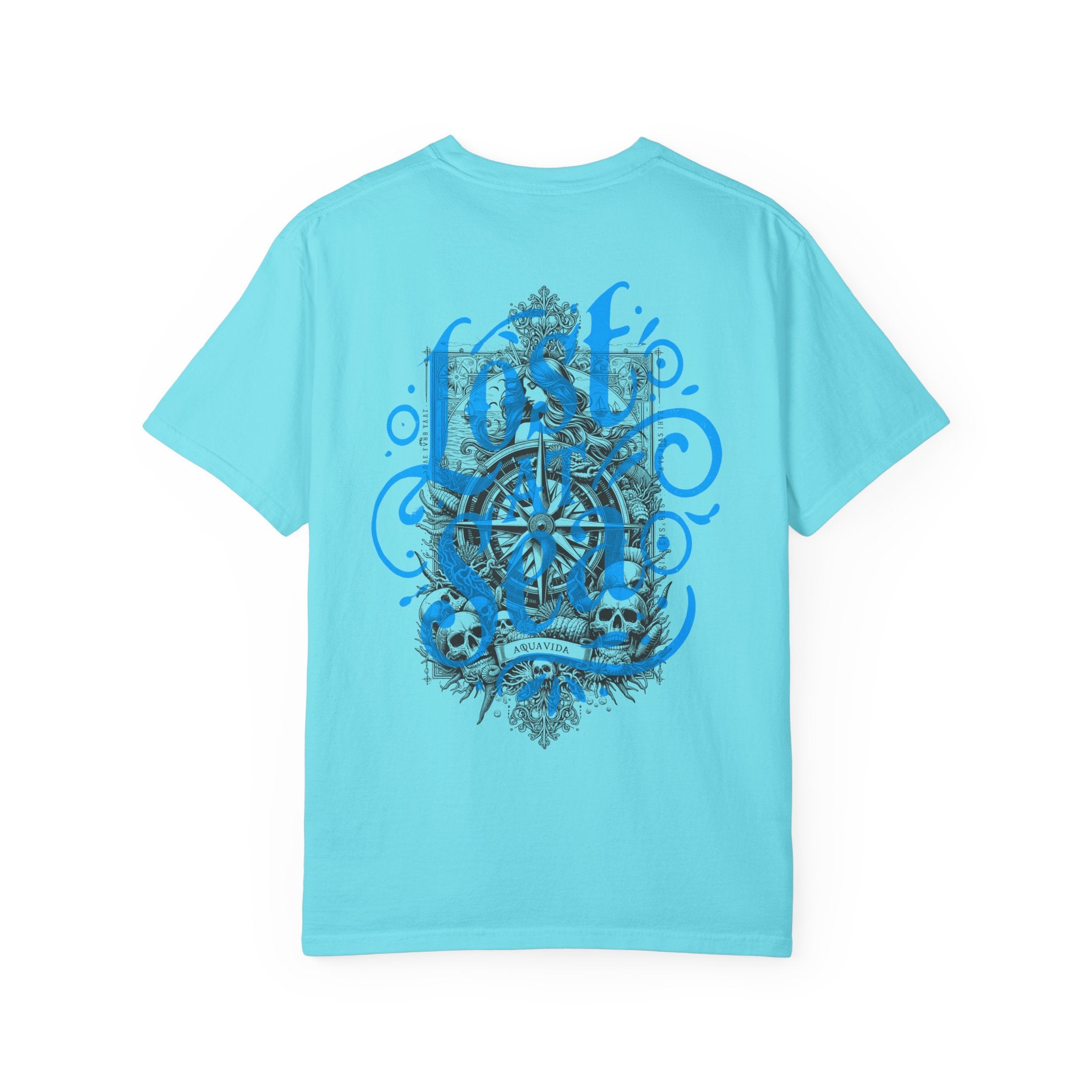 LOST AT SEA NAUTICAL COMPASS SKULLS Mens AQUA VIDA Short Sleeve Tee