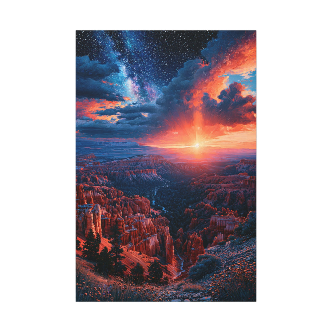 Canyon Under the Sunset Galaxy Canvas Wall Art