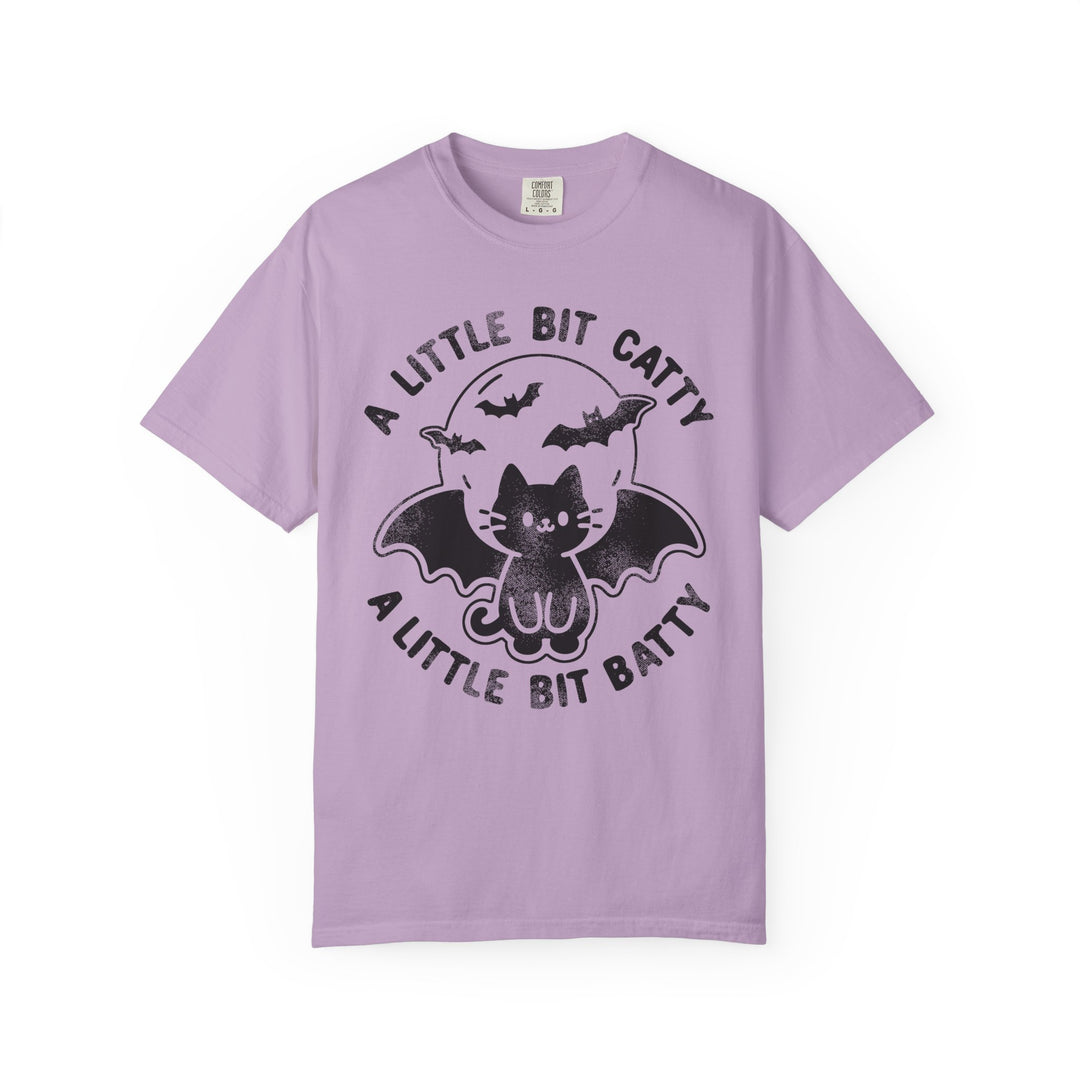 A Little Bit Batty A Little Bit Catty Womens WUNDERLAND Backyard Dept Halloween Booteek Short Sleeve Tee