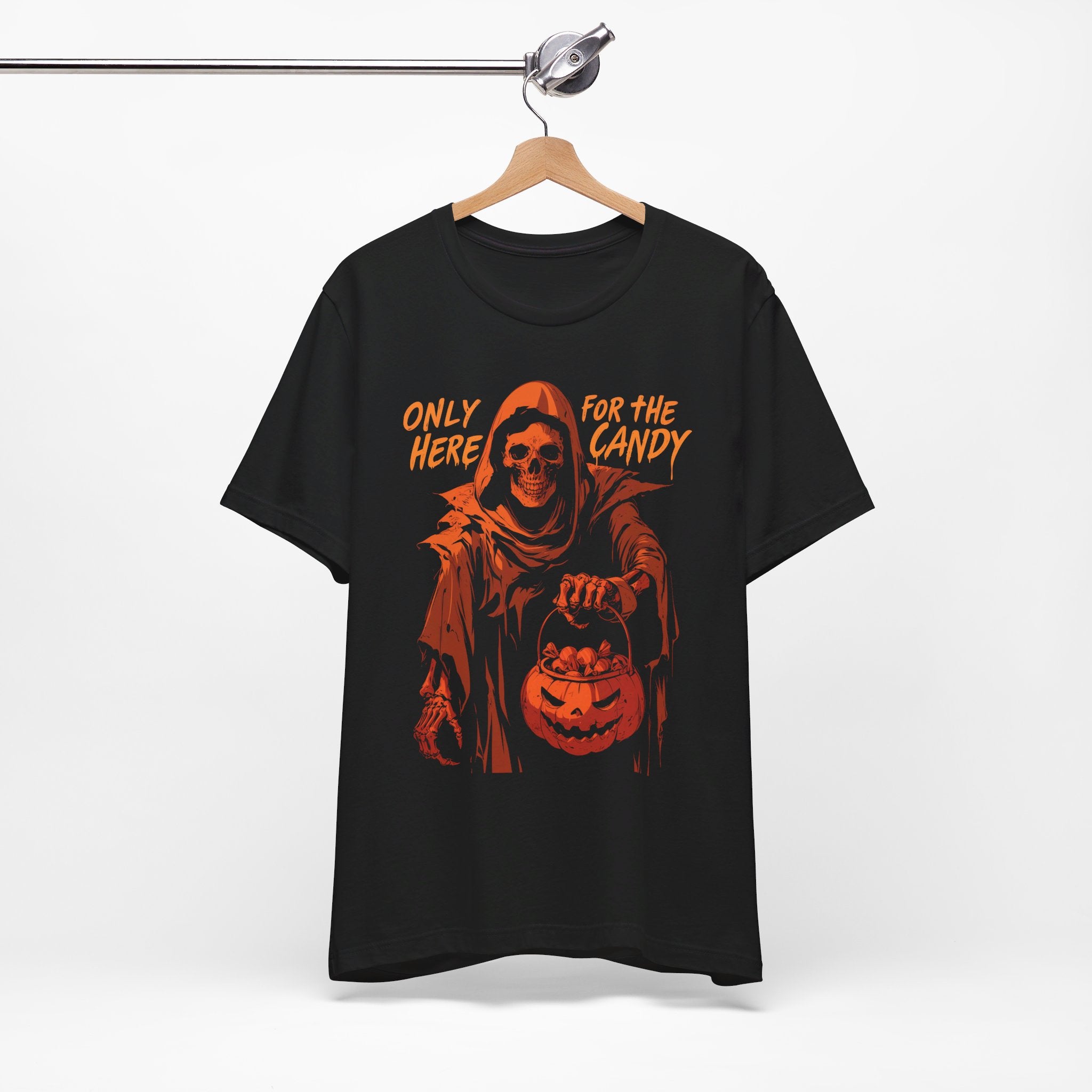 Only Here For The Candy Mens Halloween Booteek Jersey Short Sleeve Tee