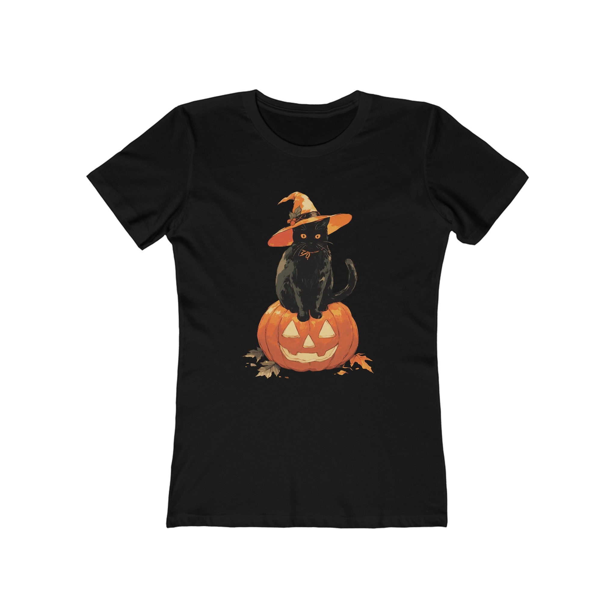 Witch Kitty Womens Halloween Booteek Graphic Tee