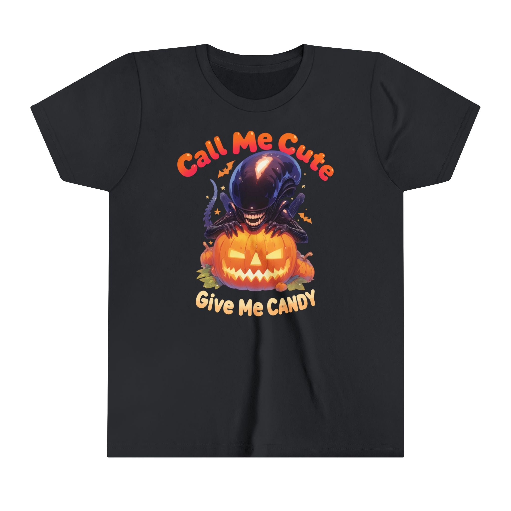 Call Me Cute Give Me Candy Girls Halloween Short Sleeve Tee