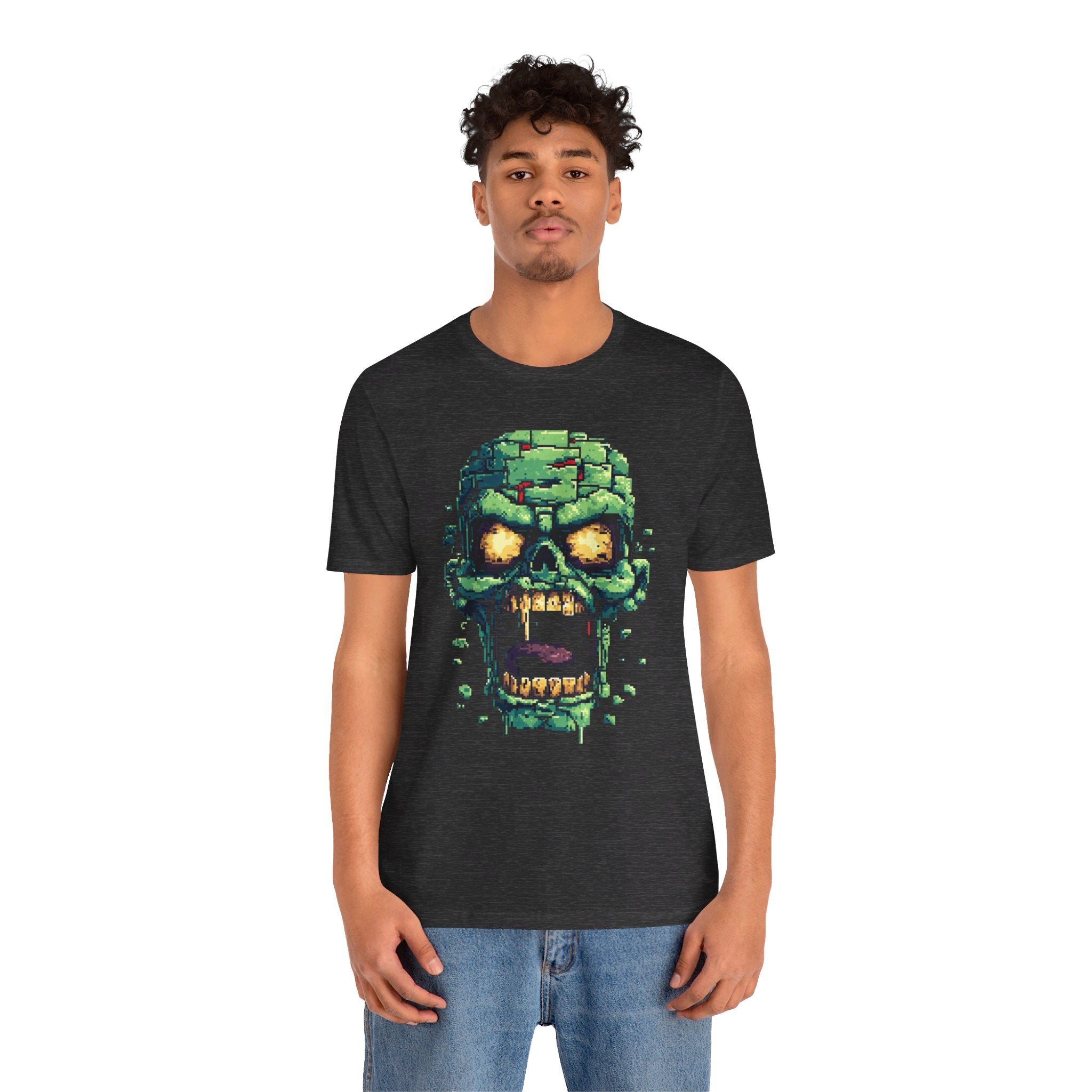 Pixel Zombie Mens Halloween Booteek Jersey Short Sleeve Tee