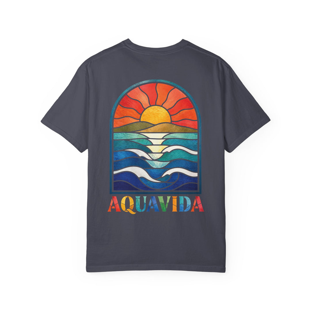 Sunset Waves Stained Glass Mens AQUA VIDA Short Sleeve Tee