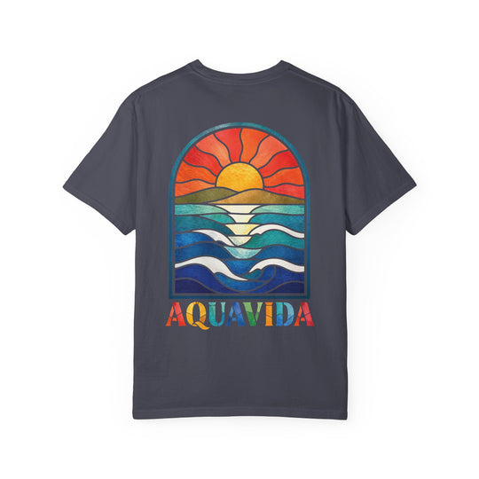 Sunset Waves Stained Glass Mens AQUA VIDA Short Sleeve Tee