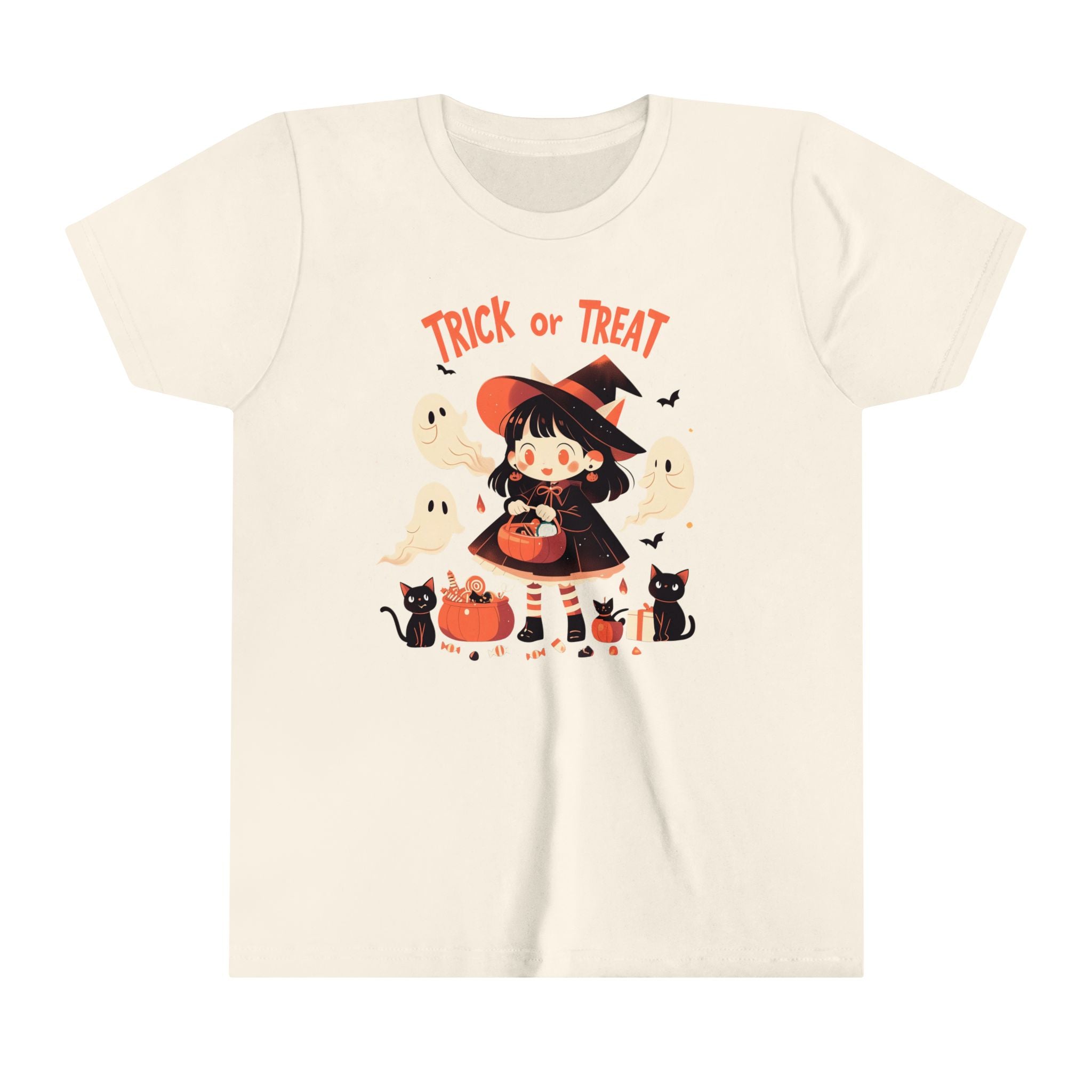 Trick Or Treat Candy Witch Girls Halloween Short Sleeve Tee