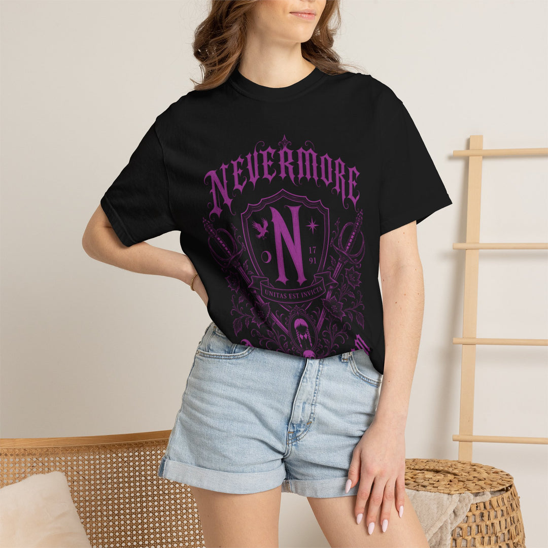Nevermore Fencing Team Womens WUNDERLAND Halloween Booteek Short Sleeve Tee