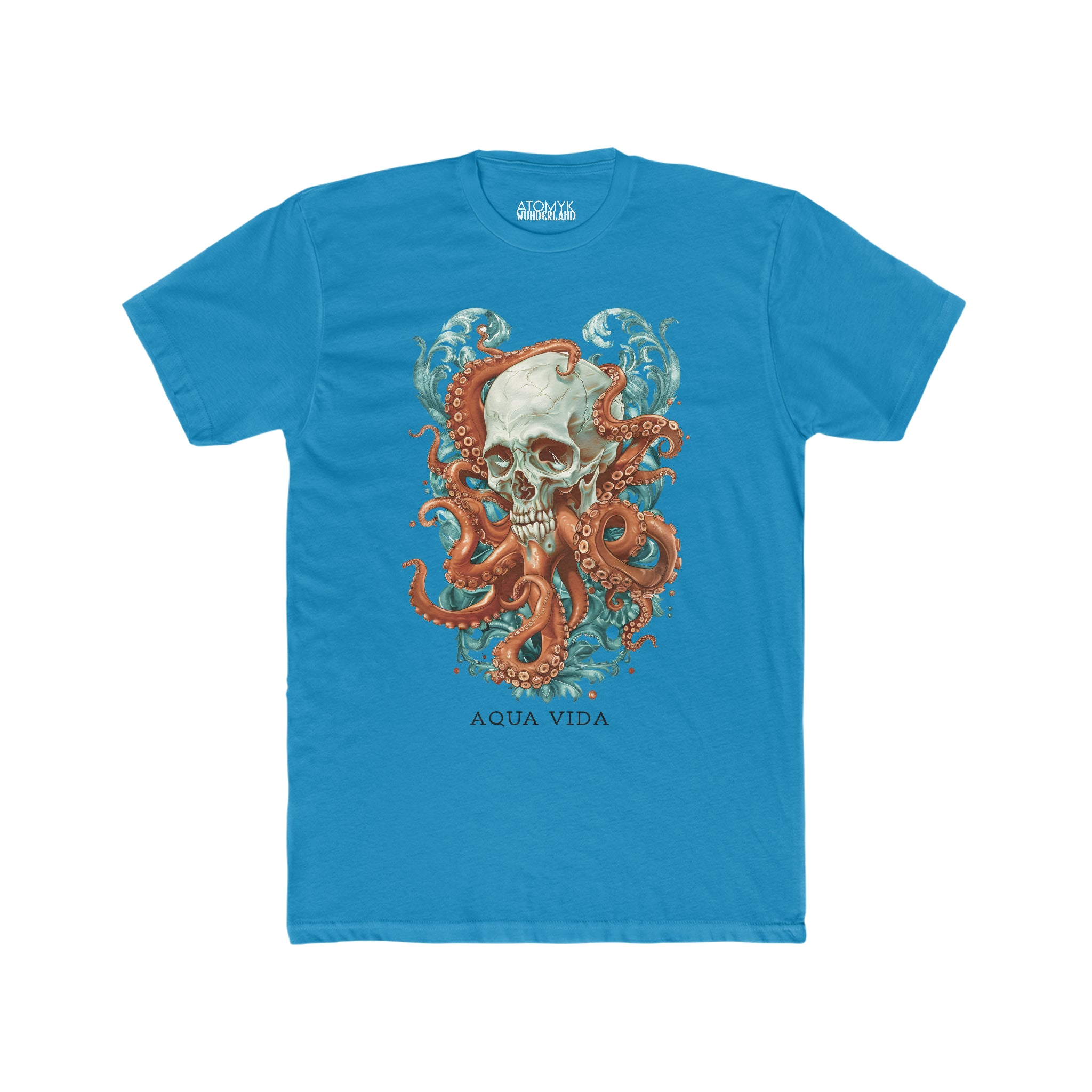 Aqua Vida Kraken Skulls Mens Graphic Tee