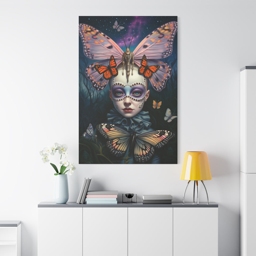 Butterfly Mask Canvas Print — Surreal Portrait Wall Art