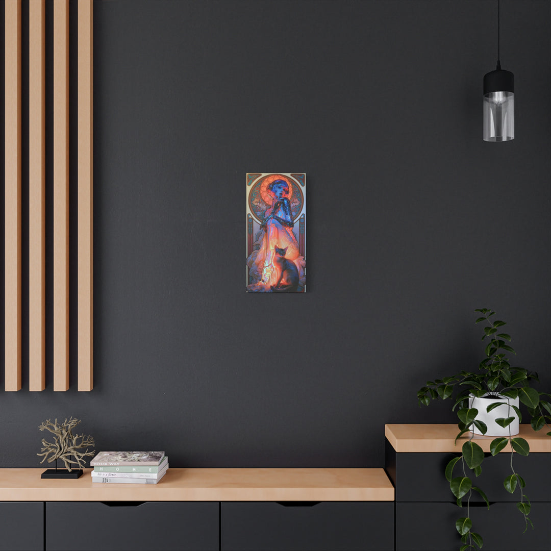Art Nouveau Cat Muse Matte Stretched Canvas Print Wall Art