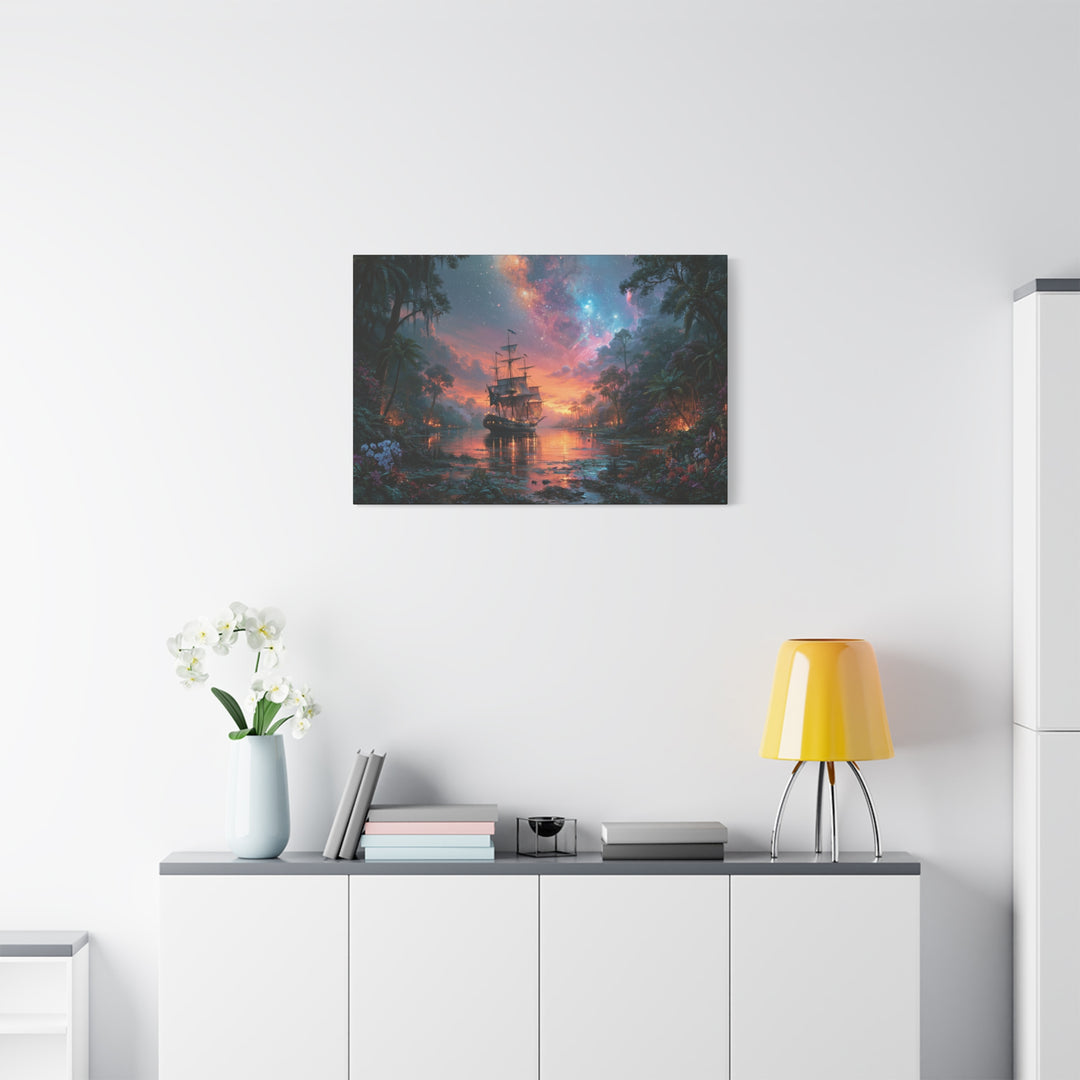 Twilight on the Bay Print Matte Stretched Canvas Wall Art