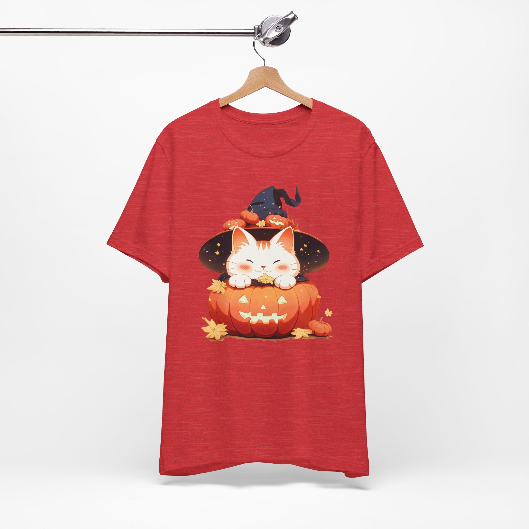 Cute Kitty Pumpkin Witch Womens Halloween Booteek Jersey Short Sleeve Tee