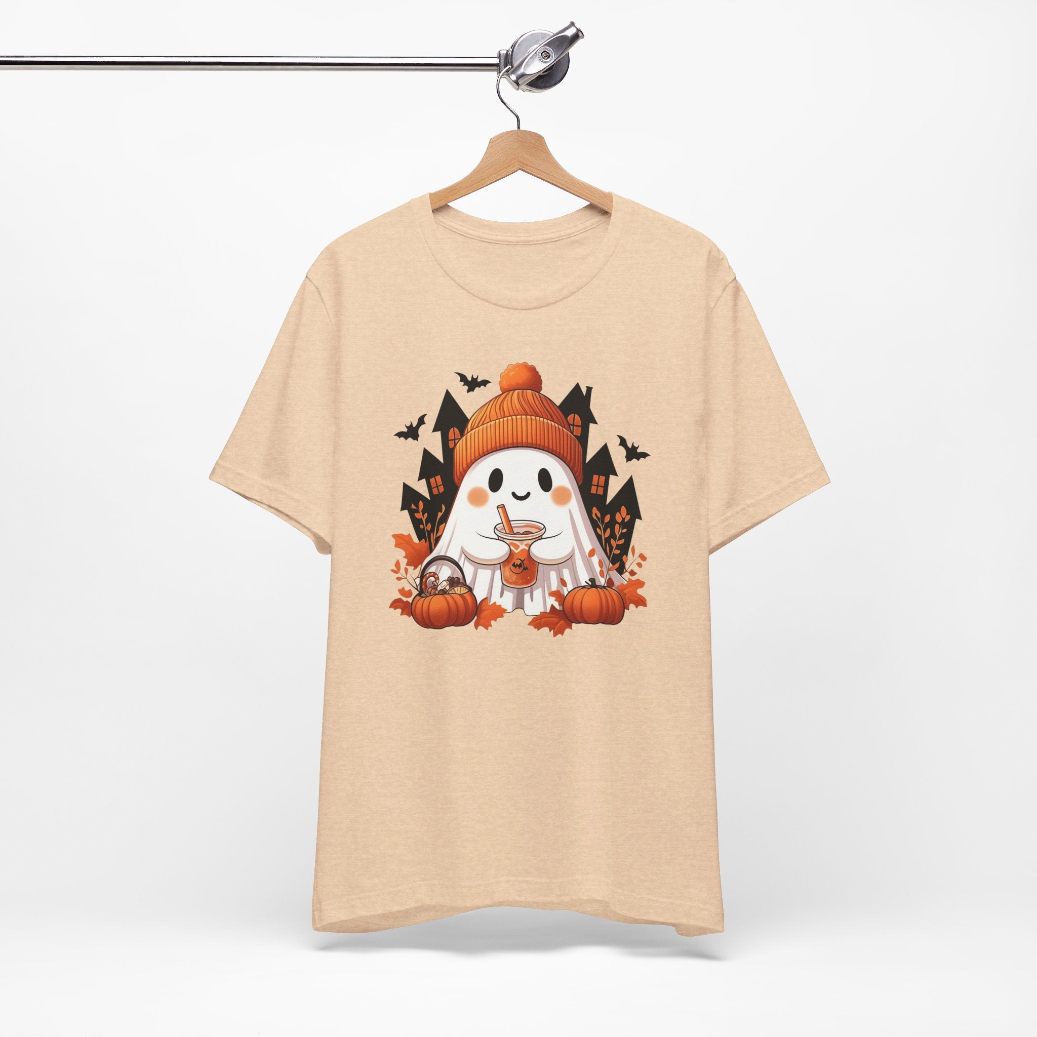 Pumpkin Spice Ghost Womens Halloween Booteek Jersey Short Sleeve Tee