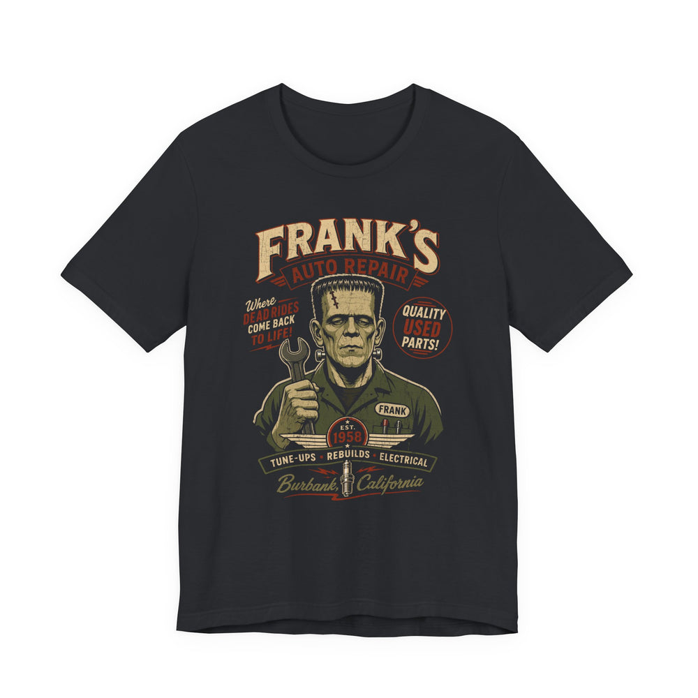 Frank's Auto Repair Vintage Frankenstein Men's Halloween Classic Fit Tee