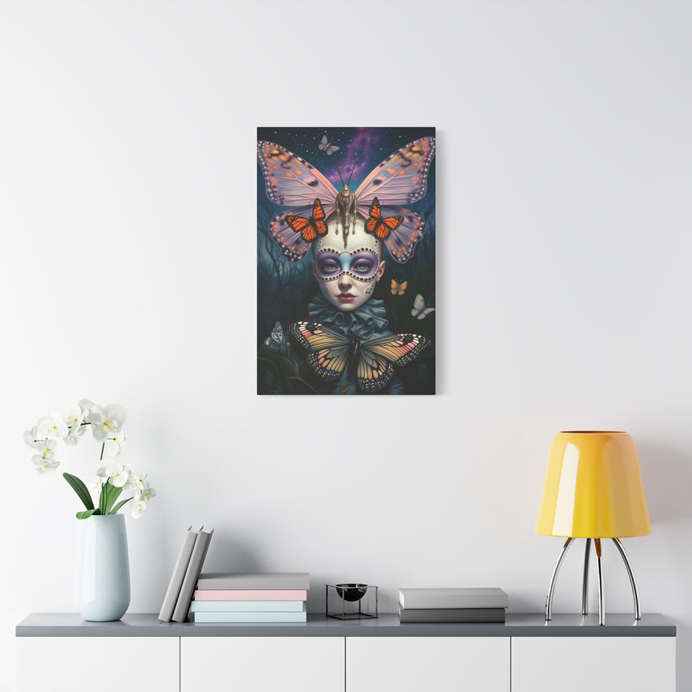 Butterfly Mask Canvas Print — Surreal Portrait Wall Art