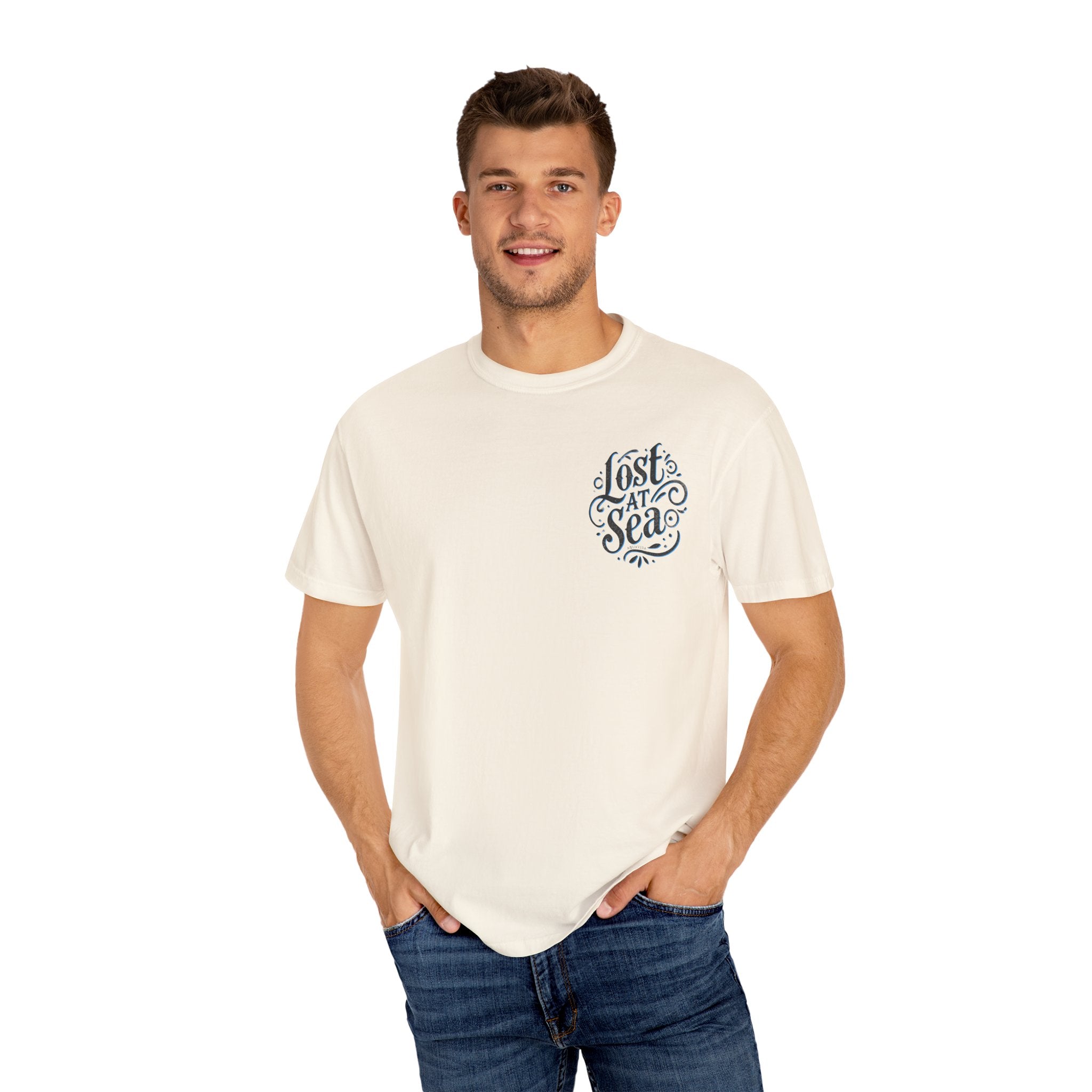 LOST AT SEA NAUTICAL COMPASS SKULLS Mens AQUA VIDA Short Sleeve Tee