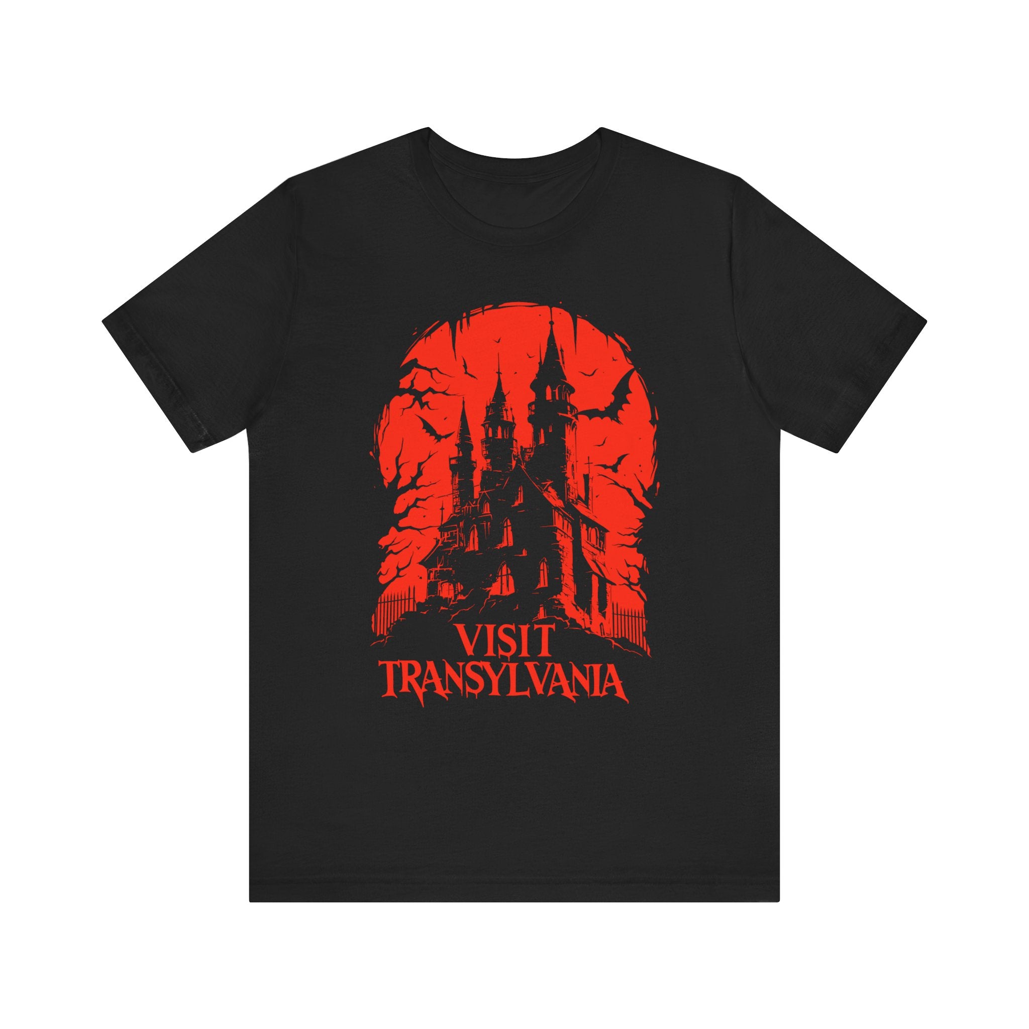 Visit Transylvania Mens Halloween Booteek Jersey Short Sleeve Tee