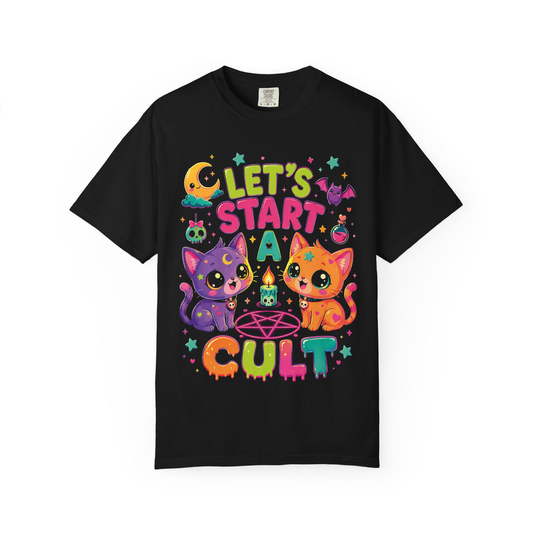 Let’s Start a Cult Cute Cats Kawaii Witchcraft Womens WUNDERLAND Halloween Booteek Short Sleeve Tee