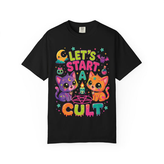 Let’s Start a Cult Cute Cats Kawaii Witchcraft Womens WUNDERLAND Halloween Booteek Short Sleeve Tee