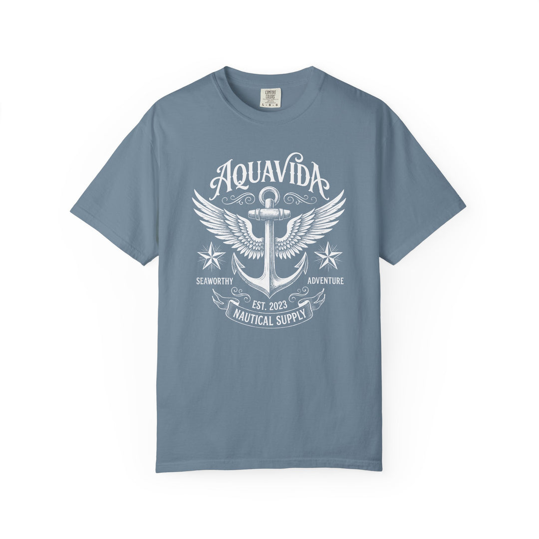 Nautical Winged Anchor Mens AQUA VIDA Short Sleeve Tee