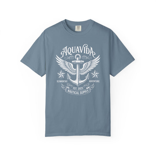 Nautical Winged Anchor Mens AQUA VIDA Short Sleeve Tee