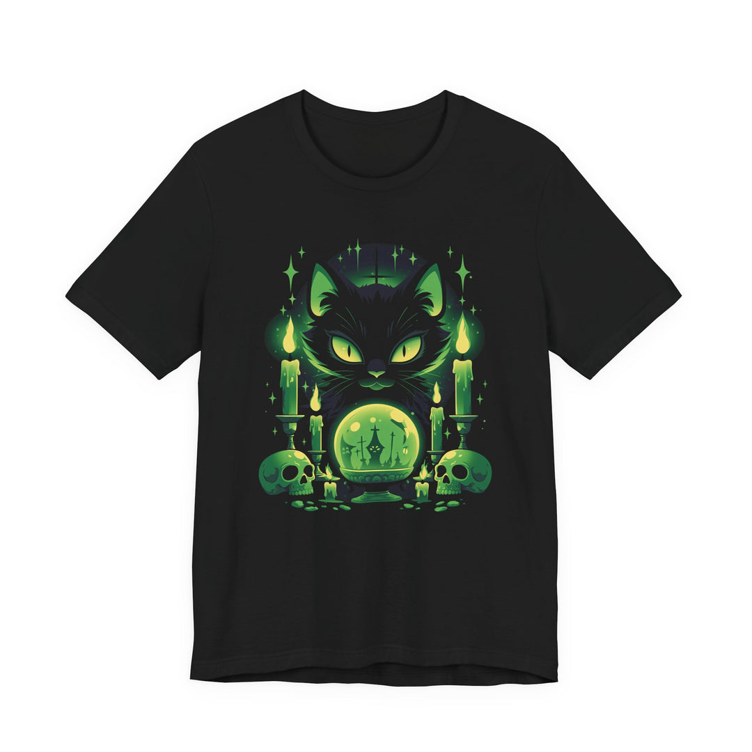 Black Cat Crystal Ball Halloween Classic Fit Tee