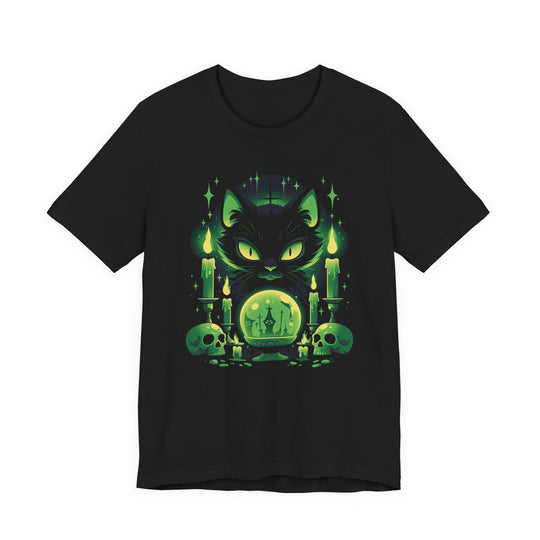 Black Cat Crystal Ball Halloween Classic Fit Tee