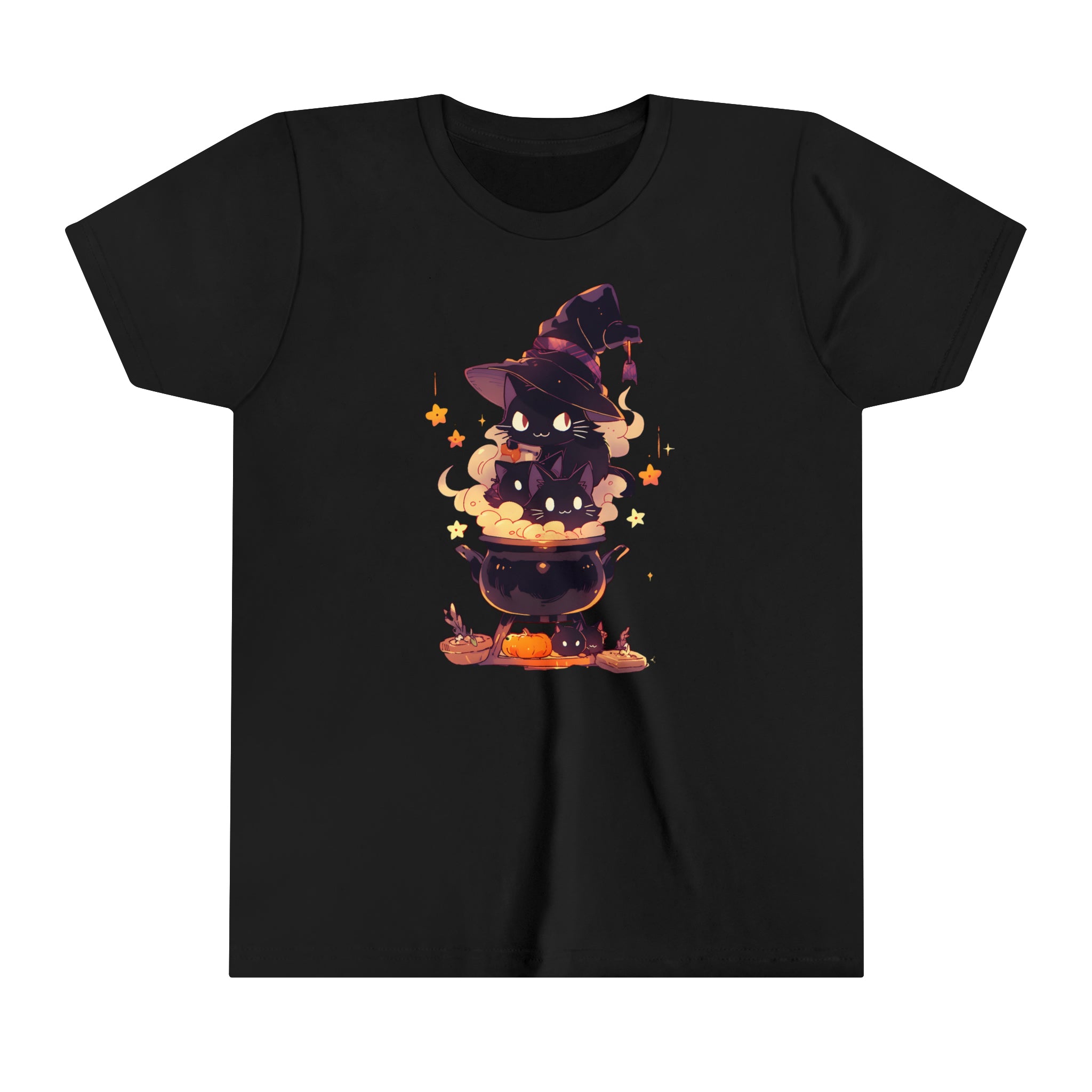 Witch Kitty Girls Halloween Short Sleeve Tee