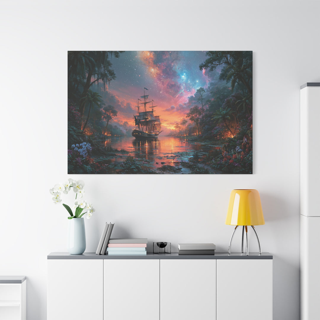 Twilight on the Bay Print Matte Stretched Canvas Wall Art