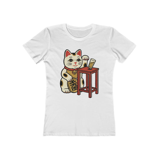 Lucky Cat Mischief  Womens L'Atomique Graphic Boyfriend Short Sleeve tee