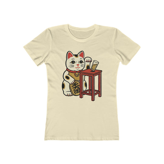 Lucky Cat Mischief  Womens L'Atomique Graphic Boyfriend Short Sleeve tee