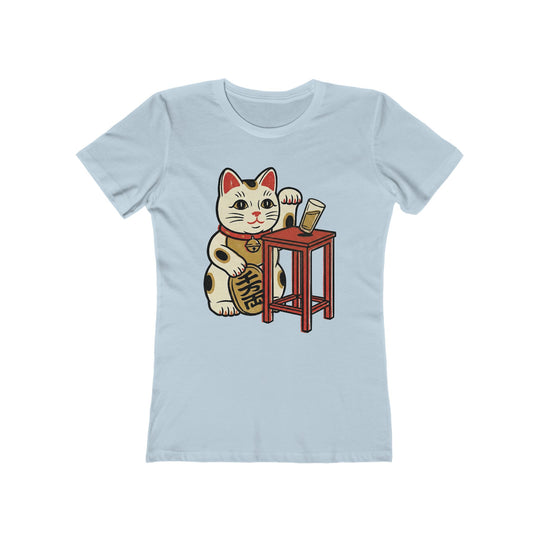 Lucky Cat Mischief  Womens L'Atomique Graphic Boyfriend Short Sleeve tee