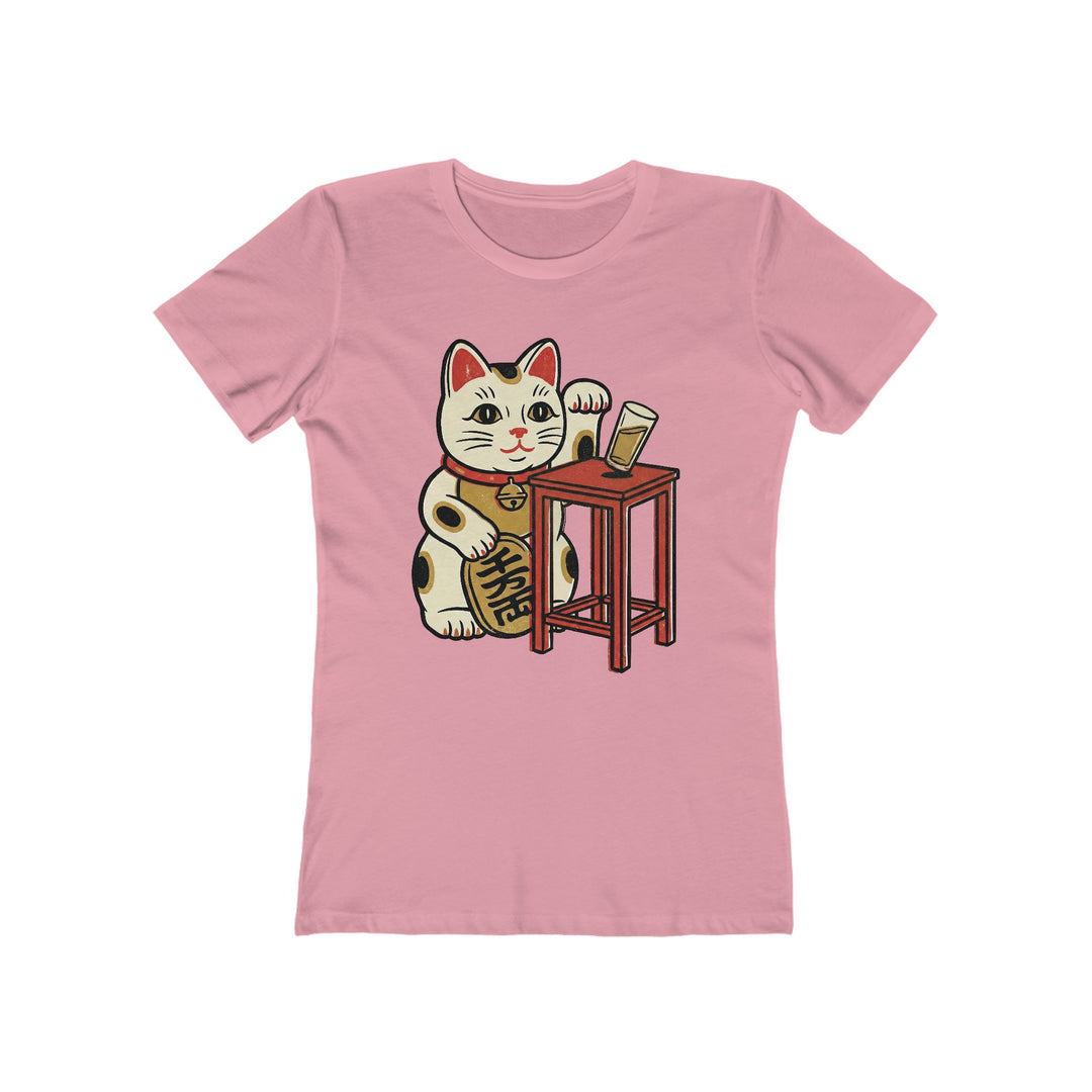 Lucky Cat Mischief  Womens L'Atomique Graphic Boyfriend Short Sleeve tee