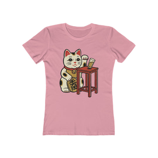 Lucky Cat Mischief  Womens L'Atomique Graphic Boyfriend Short Sleeve tee